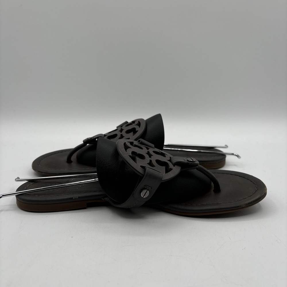 Tory Burch Miller Sandals Women's 7 M Dark Gray Leather Flats Thong - Picture 6 of 12